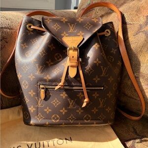 🤎Authentic Louis Vuitton Montsouris NM Canvas Backpack in Brown and Vachetta🤎